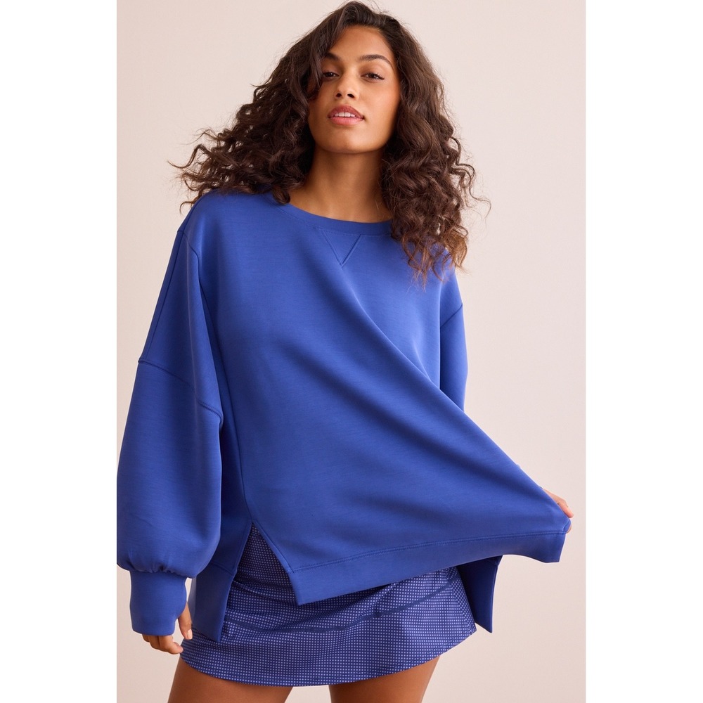 AS Revival Altard State Cobalt Blue Scuba Pullover Sweatshirt Womens Size Large